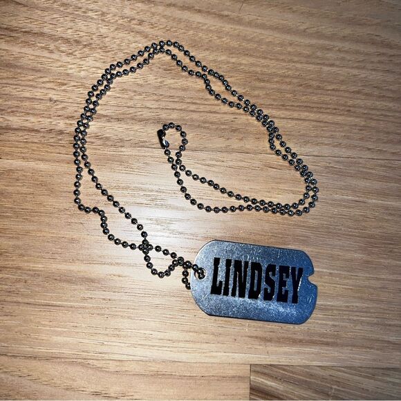 5/$20 Lindsey Tag 2"x1-1/8" Necklace Ball Chain 27" - Picture 3 of 4